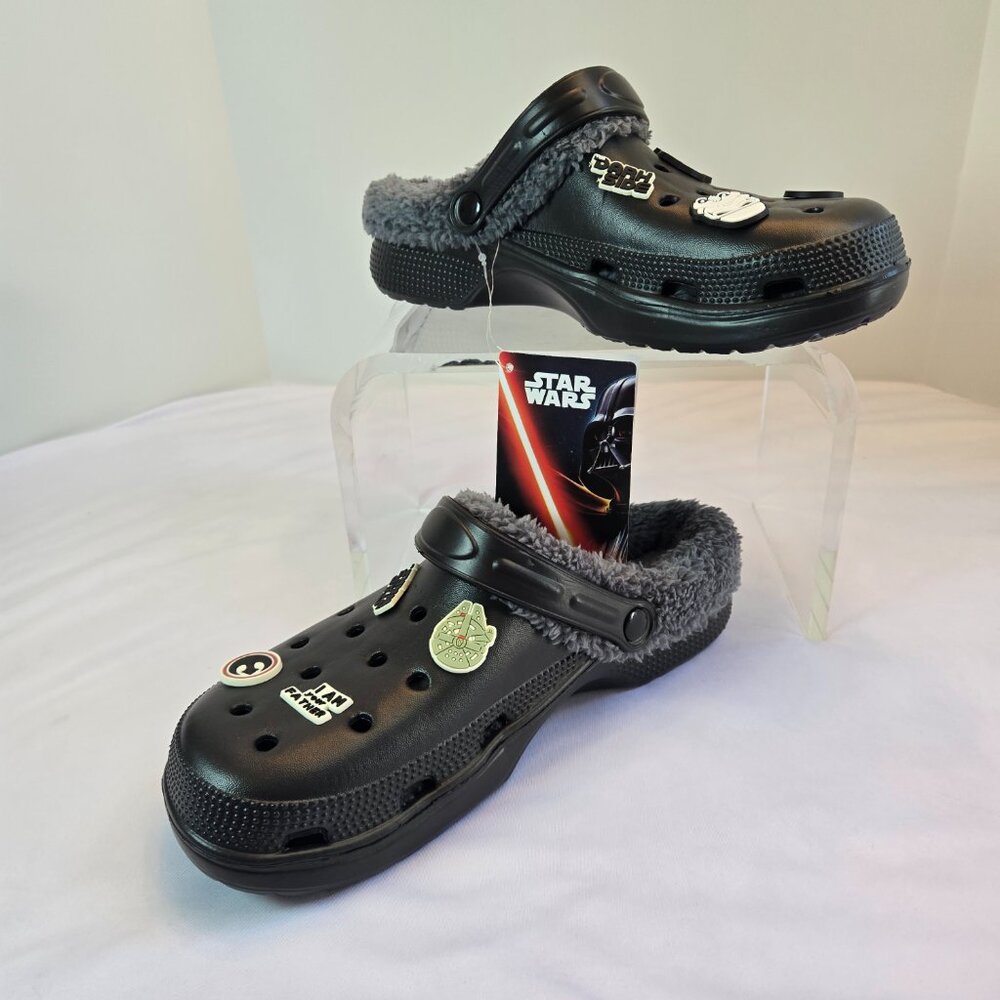 DISNEY Star Wars Clogs - Removable Fleece Lining & Charms with Strap Sz: 8.5/9.5